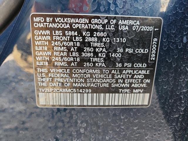 2021 VOLKSWAGEN ATLAS SE 1V2LP2CA8MC514299