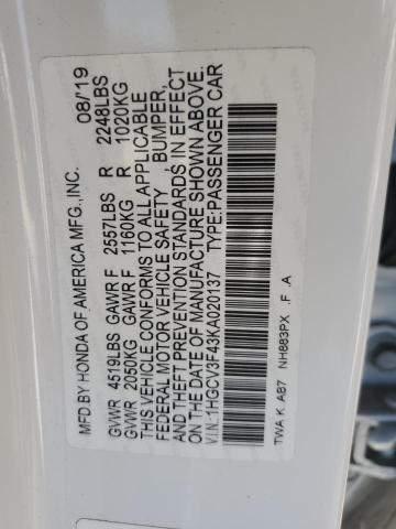 2019 HONDA ACCORD HYB - 1HGCV3F43KA020137