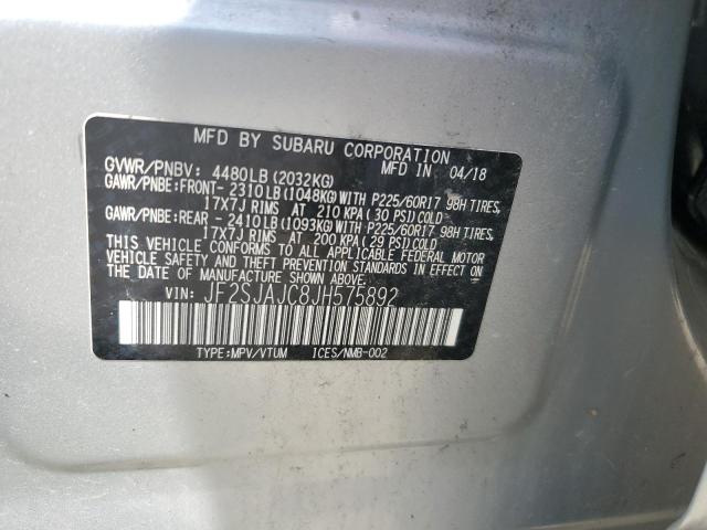 2018 SUBARU FORESTER 2 JF2SJAJC8JH575892