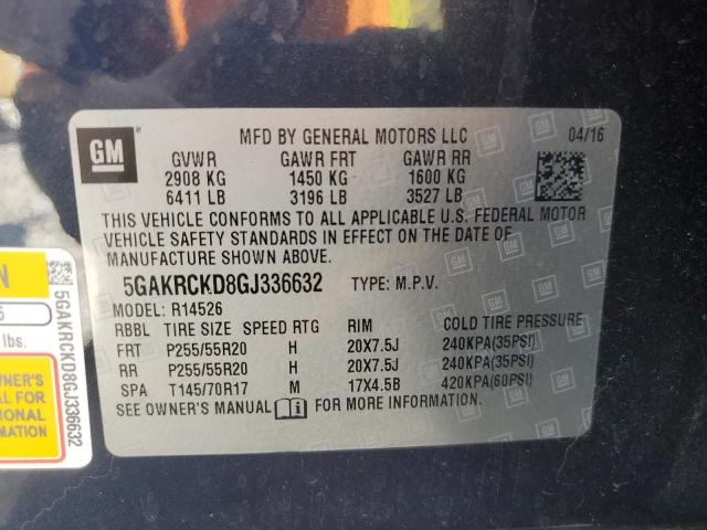 2016 BUICK ENCLAVE 5GAKRCKD8GJ336632