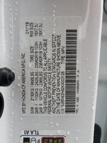 2019 HONDA CRV 5J6RW2H82KA003128