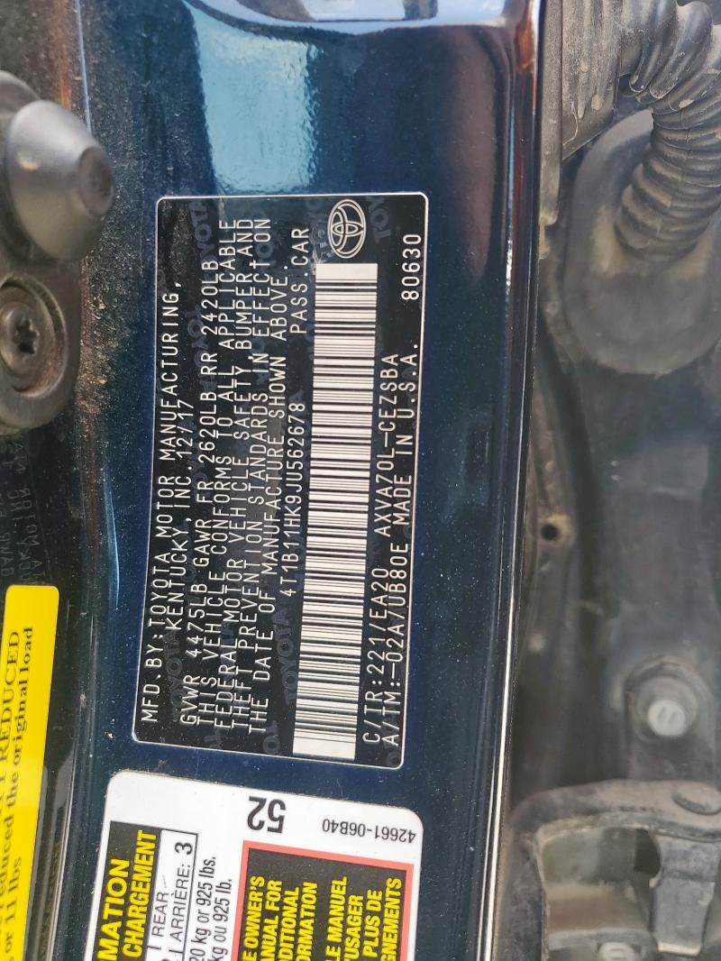 2018 TOYOTA CAMRY L 4T1B11HK9JU562678