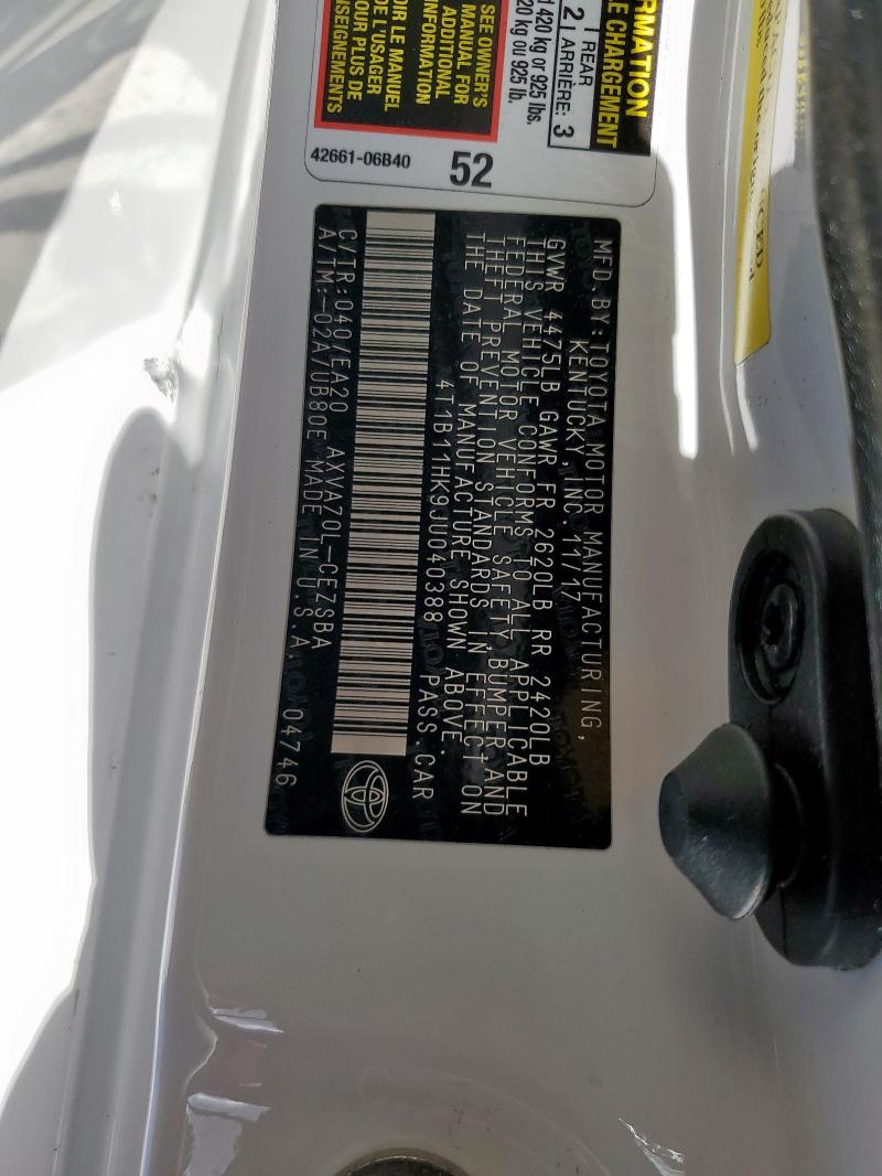 2018 TOYOTA CAMRY L - 4T1B11HK9JU040388