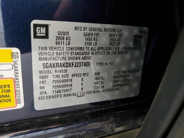 2015 BUICK ENCLAVE 5GAKRAKDXFJ237409