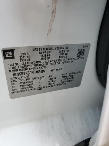 2015 CHEVROLET TAHOE 1GNSKBKC9FR165997