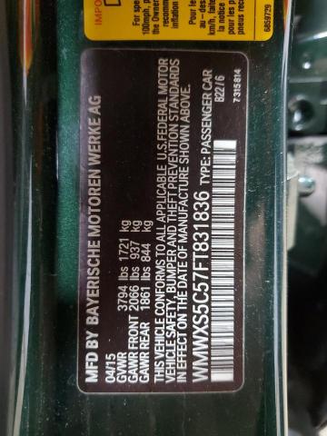 2015 MINI COOPER WMWXS5C57FT831836