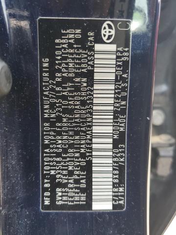 2022 TOYOTA COROLLA LE 5YFEPMAEXNP351322