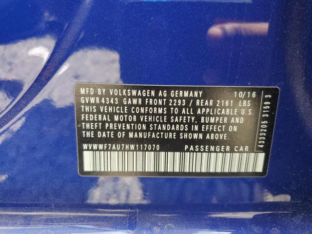 2017 VOLKSWAGEN GOLF R WVWWF7AU7HW117070