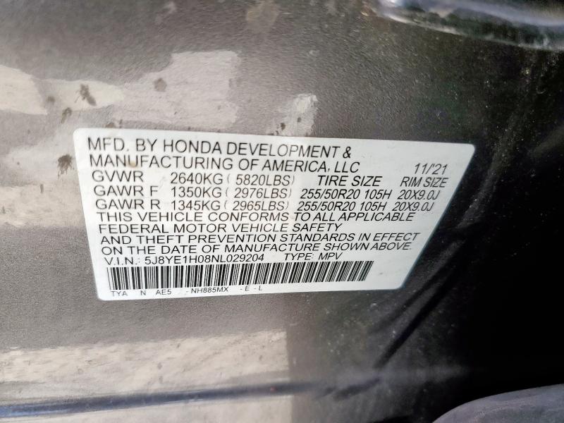 2022 ACURA MDX A-SPEC 5J8YE1H08NL029204