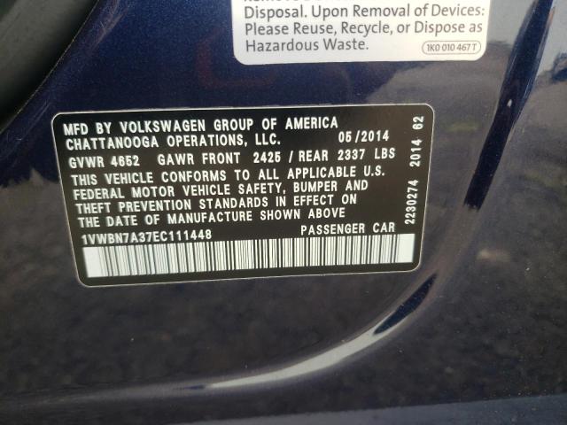 2014 VOLKSWAGEN PASSAT SE - 1VWBN7A37EC111448