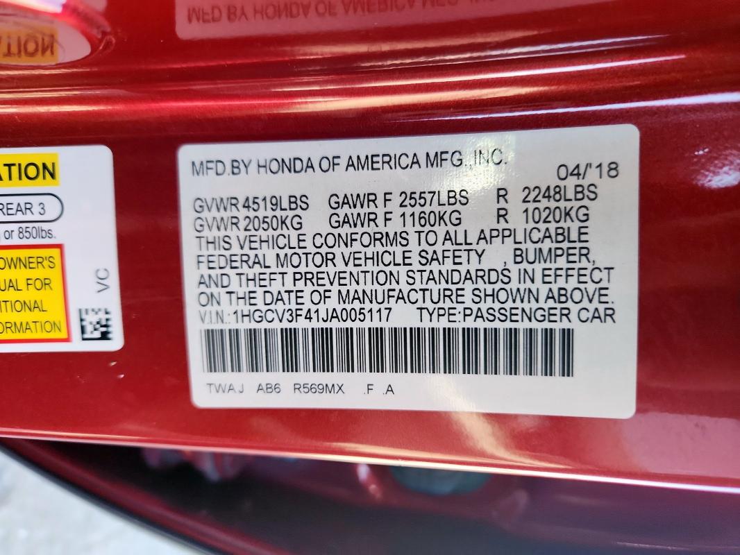 2018 HONDA ACCORD HYB - 1HGCV3F41JA005117