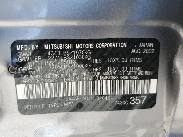 2022 MITSUBISHI OUTLANDER JA4APUAU4NU020464