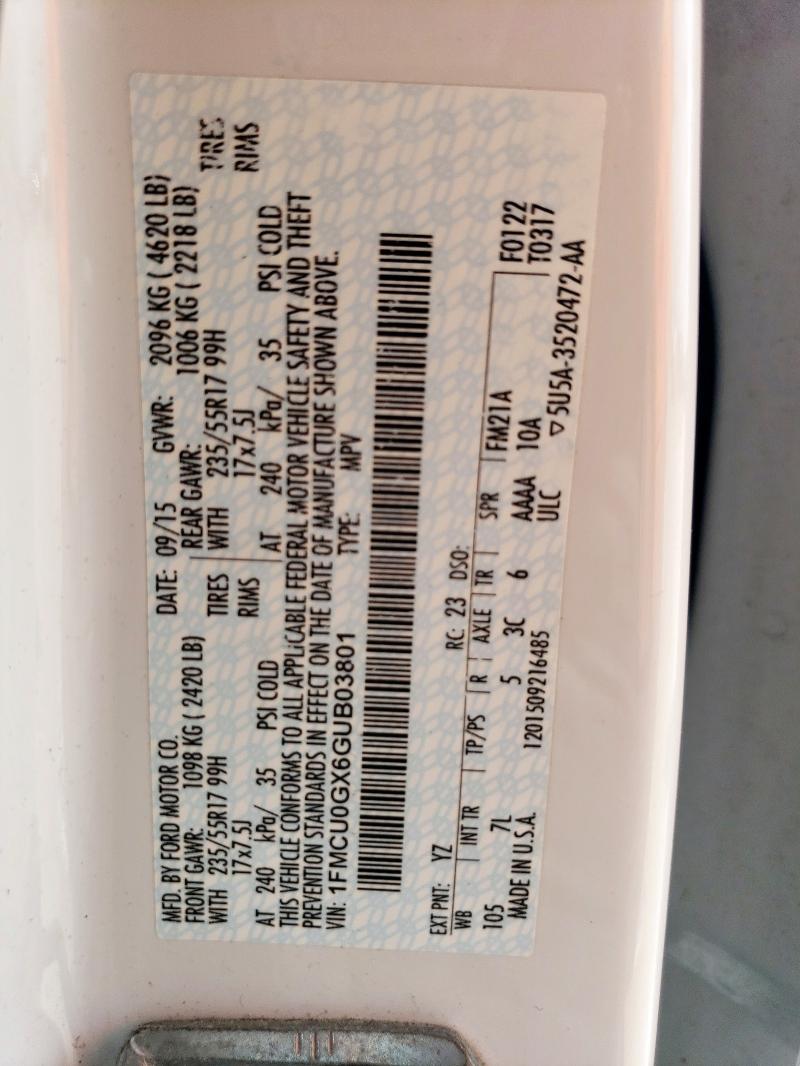 2016 FORD ESCAPE SE - 1FMCU0GX6GUB03801