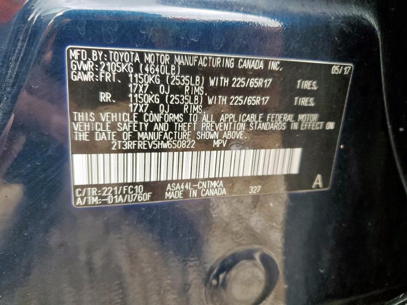 2017 TOYOTA RAV4 XLE 2T3RFREV5HW650822