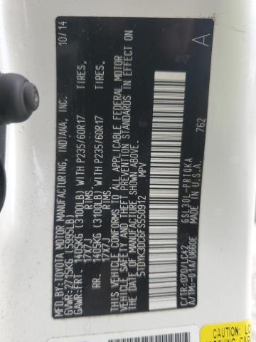 2015 TOYOTA SIENNA XLE 5TDYK3DC6FS550912