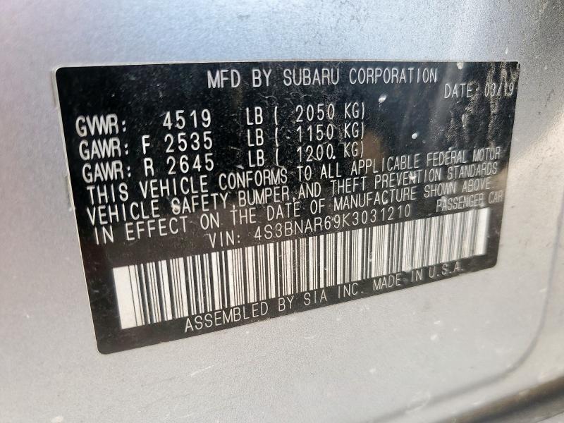 2019 SUBARU LEGACY SPO 4S3BNAR69K3031210