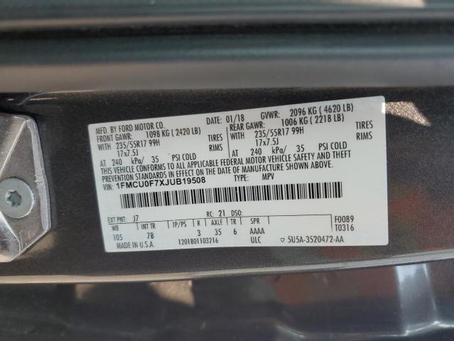 2018 FORD ESCAPE S - 1FMCU0F7XJUB19508