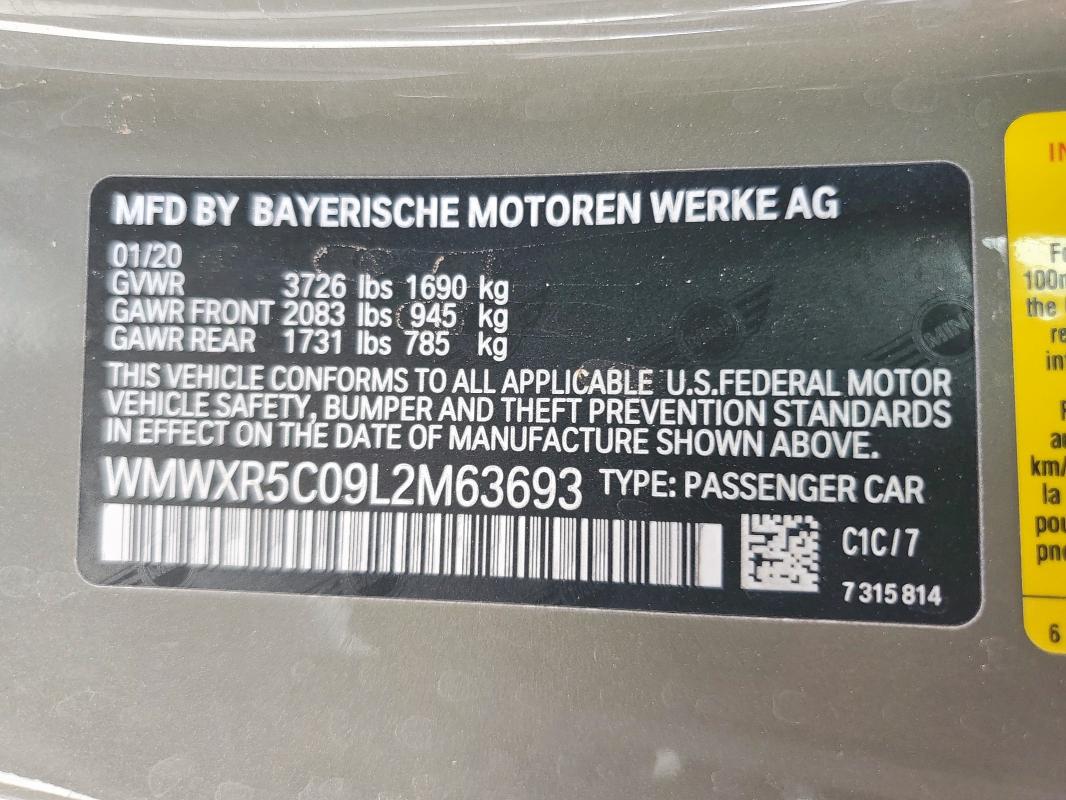 2020 MINI COOPER S WMWXR5C09L2M63693
