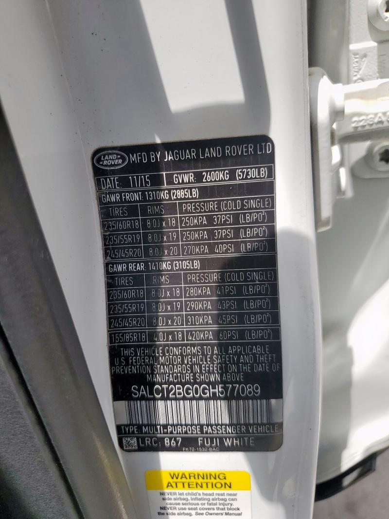 2016 LAND ROVER DISCOVERY SALCT2BG0GH577089
