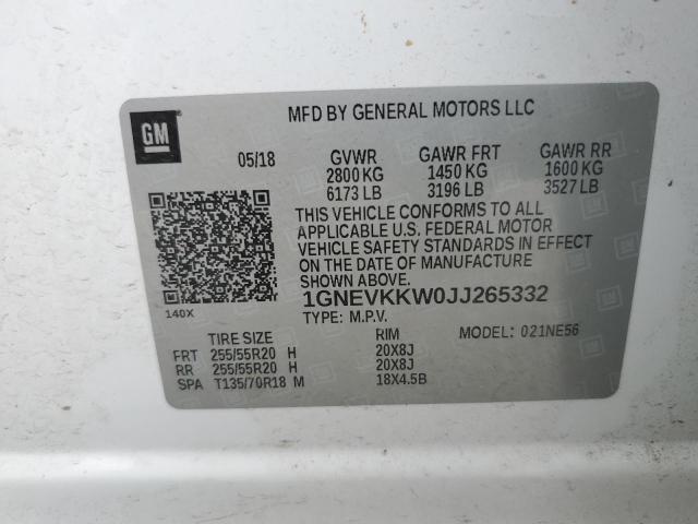 2018 CHEVROLET TRAVERSE H 1GNEVKKW0JJ265332