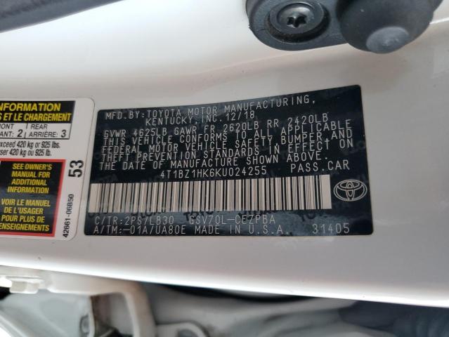2019 TOYOTA CAMRY XSE - 4T1BZ1HK6KU024255