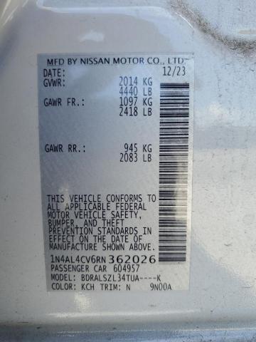 2024 NISSAN ALTIMA SR 1N4AL4CV6RN362026