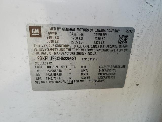2017 GMC TERRAIN SL 2GKFLUE3XH6335981