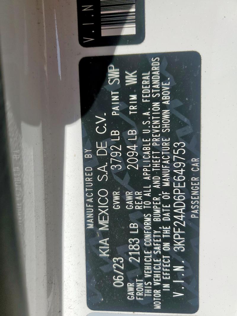 2023 KIA FORTE LX 3KPF24AD6PE649753