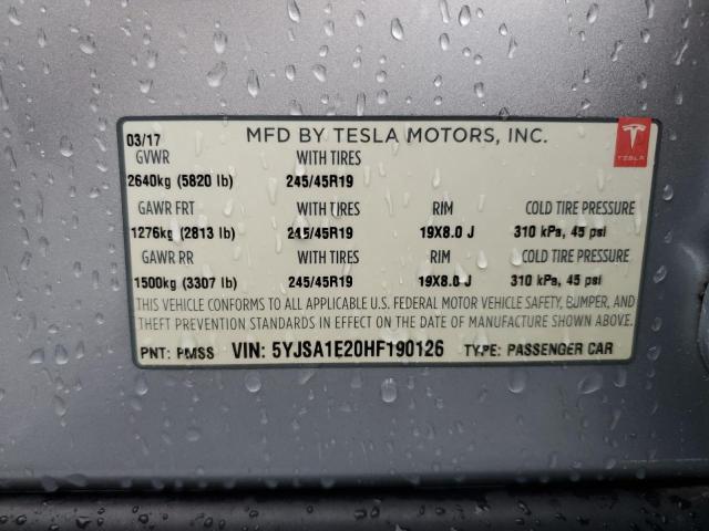 2017 TESLA MODEL S - 5YJSA1E20HF190126