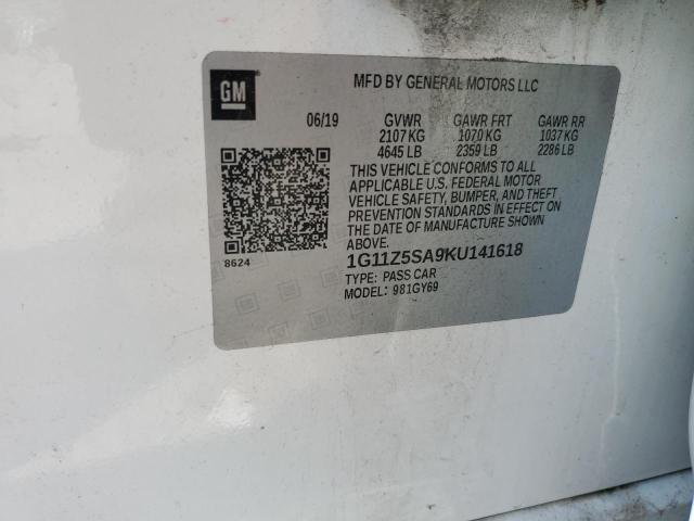 2019 CHEVROLET IMPALA LT 1G11Z5SA9KU141618