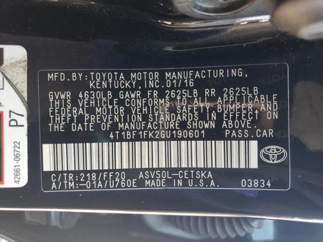 2016 TOYOTA CAMRY LE - 4T1BF1FK2GU190601