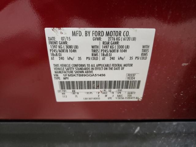2016 FORD EXPLORER - 1FM5K7B89GGA51456