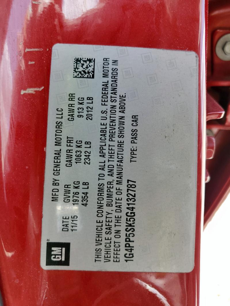 2016 BUICK VERANO 1G4PP5SK5G4132787