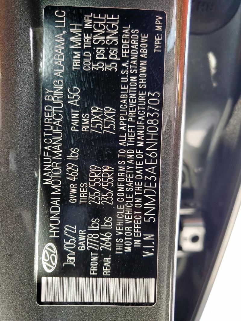 2022 HYUNDAI TUCSON LIM - 5NMJE3AE6NH083703