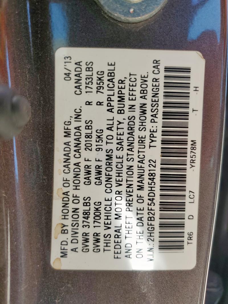 2013 HONDA CIVIC LX - 2HGFB2F54DH548122