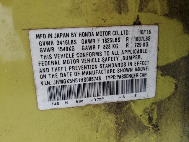 2017 HONDA FIT LX JHMGK5H51HS006748