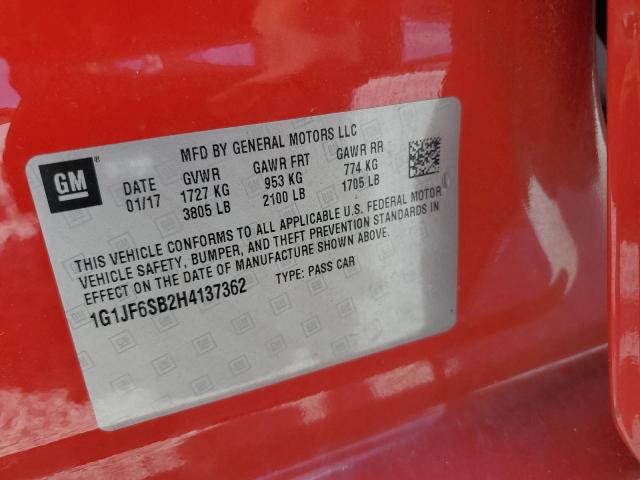 2017 CHEVROLET SONIC PREM 1G1JF6SB2H4137362