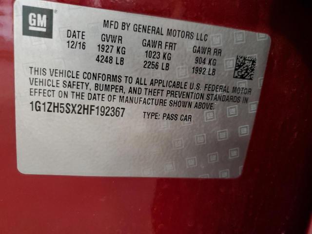 2017 CHEVROLET MALIBU PRE 1G1ZH5SX2HF192367