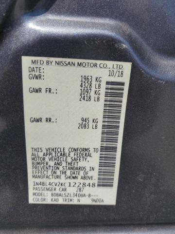 2019 NISSAN ALTIMA SR 1N4BL4CV2KC122848