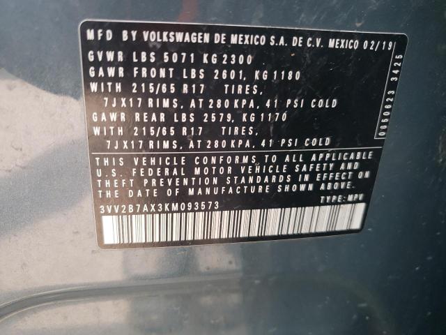 2019 VOLKSWAGEN TIGUAN SE 3VV2B7AX3KM093573