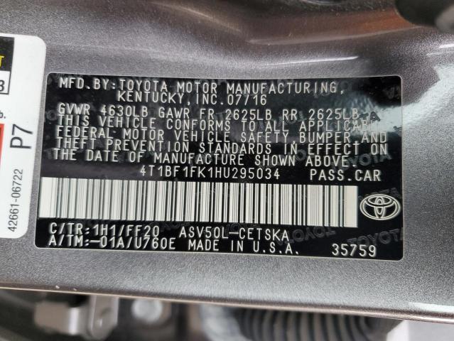 2017 TOYOTA CAMRY LE - 4T1BF1FK1HU295034