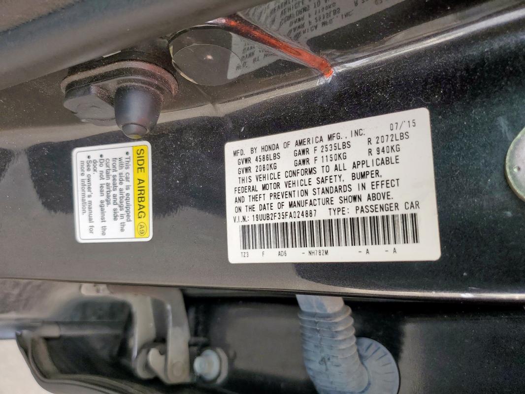 2015 ACURA TLX 19UUB2F35FA024887