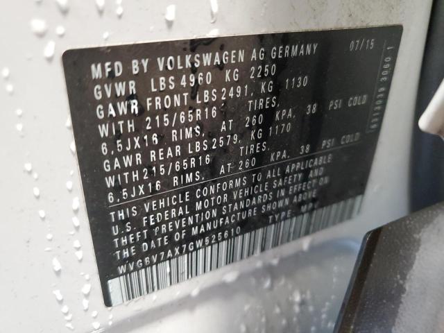 2016 VOLKSWAGEN TIGUAN S - WVGBV7AX7GW525610