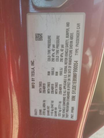 2021 TESLA MODEL 3 - 5YJ3E1EB9MF990054
