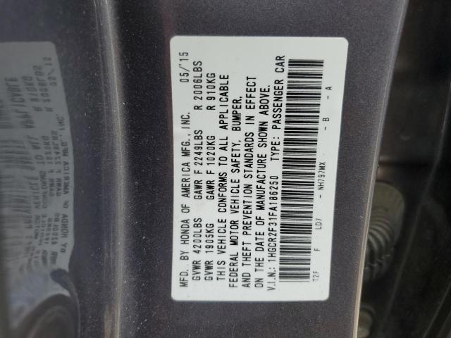 2015 HONDA ACCORD LX - 1HGCR2F31FA186250