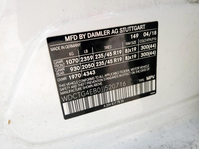 2018 MERCEDES-BENZ GLA 250 - WDCTG4EB0JJ520716
