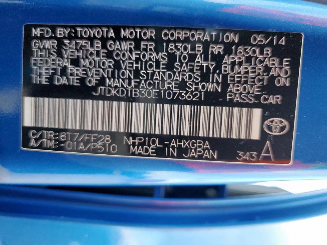 2014 TOYOTA PRIUS C - JTDKDTB30E1073621