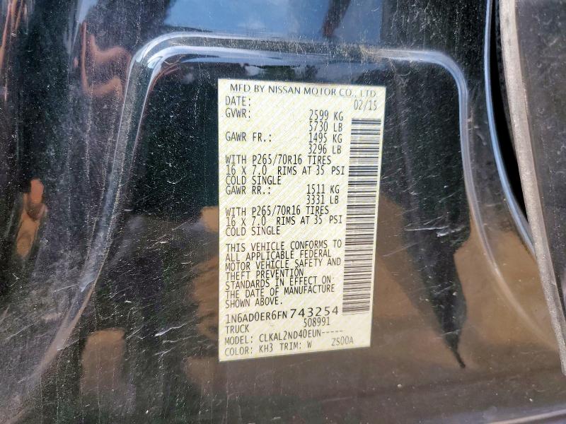 2015 NISSAN FRONTIER S 1N6AD0ER6FN743254