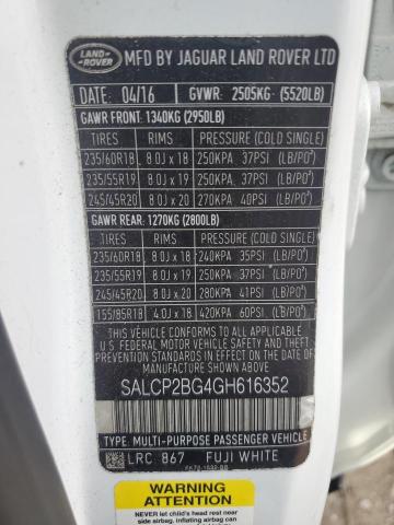 2016 LAND ROVER DISCOVERY SALCP2BG4GH616352