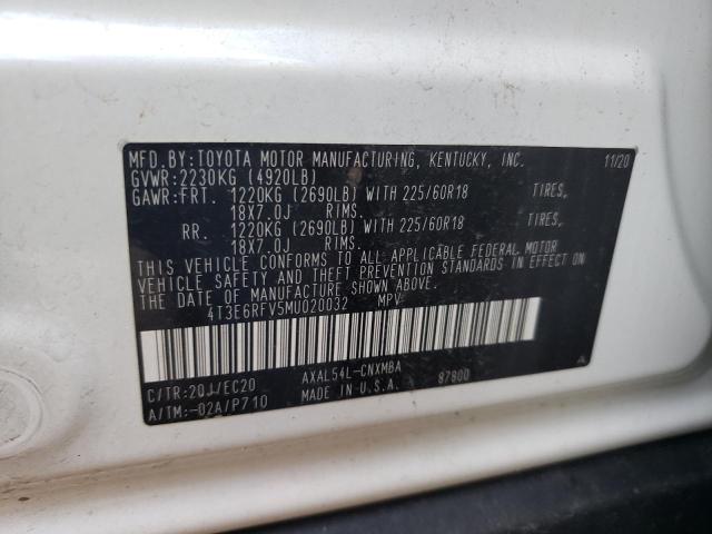 2021 TOYOTA RAV4 XSE 4T3E6RFV5MU020032